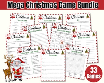 33 Christmas Games Bundle, Christmas Party Games School Christmas Games, Adults Teens Christmas Games Office Christmas Family Christmas Game