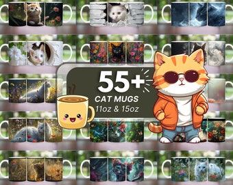 55+ Cute Cat Mug Wrap, Kitten Hole In A Wall Mug Wrap, Cat Lovers Mug Wrap, Cat 11oz & 15oz Coffee Mug Cute Cat Mug Sublimation PNG
