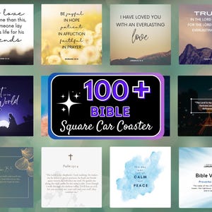 Bible Verses Car Coaster 100 Faith Car Coaster Bundle Square Car Coaster Bible Sublimation Christian Religious Keychain Design Jesus Coaster