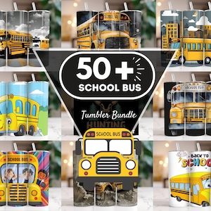 Puede incluir: Un conjunto de más de 50 vasos temáticos de autobús escolar. Los vasos presentan varios diseños, incluyendo un autobús escolar amarillo con una cara sonriente, un autobús escolar conduciendo por una ciudad y un autobús escolar con niños mirando por las ventanas. Los vasos son perfectos para la vuelta al cole.