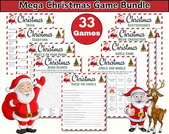 33 Christmas Games Bundle, Christmas Party Games School Christmas Games, Adults Teens Christmas Games Office Family Christmas Game Printable
