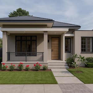 Modern House Plan| 3 Bedroom 2.5 Bath with a Flat Roof | 1209 SQFT | PDF File