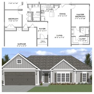 Homestead 3 Bed 2.5 Bath 60'x30' 1800 SF Custom House Plans and