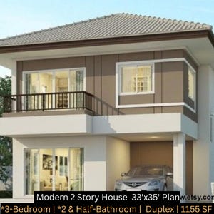 2 Story Tiny House Plan | 3 Bedroom 2.5 Bathroom | (PDF File)
