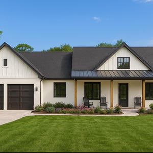 Modern Farmhouse House Plan Open Concept 3-Bedroom Design with Wraparound Porch