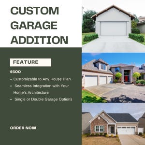 Custom Porch | Garage Addition | Personalized House Plan Modifications for Extra Space| Curb Appeal