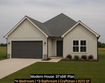 House Plan| 4 Bedroom Modern Floor Plan | 3 Bath 1694 SQFT| Drawing Blueprint