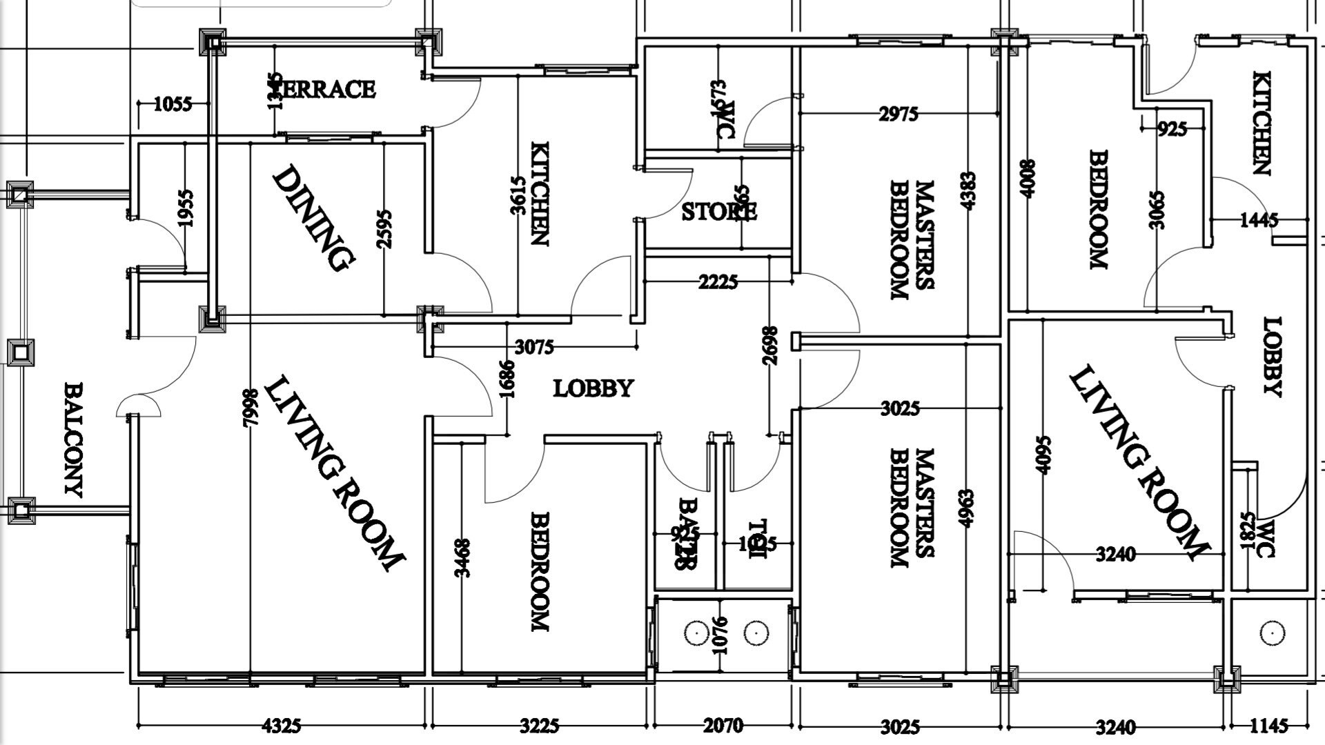 A 3 Bedrooms Bungalows Apartment & A Single Bedroom Plan Design Family