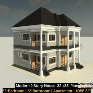 Plano de apartamento moderno de 2 pisos y 2 habitaciones / Plano de residencia pequeña (PDF)