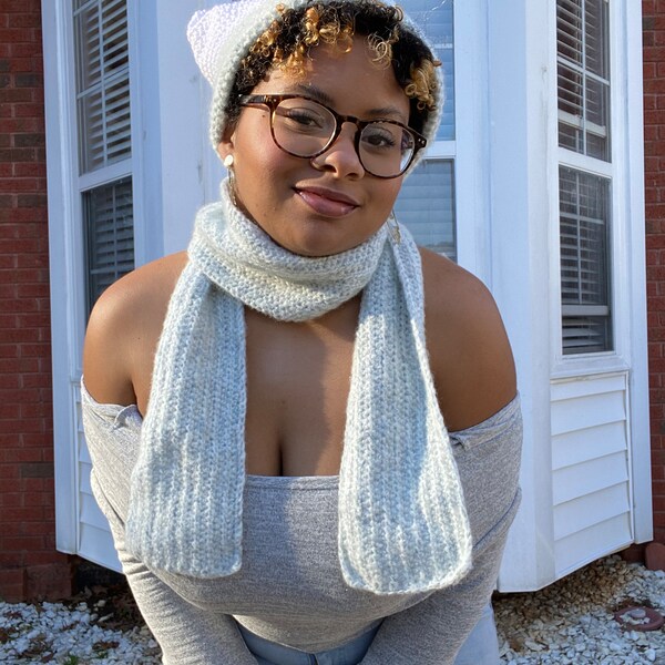 Blue Crocheted hat-scarf with cat ears