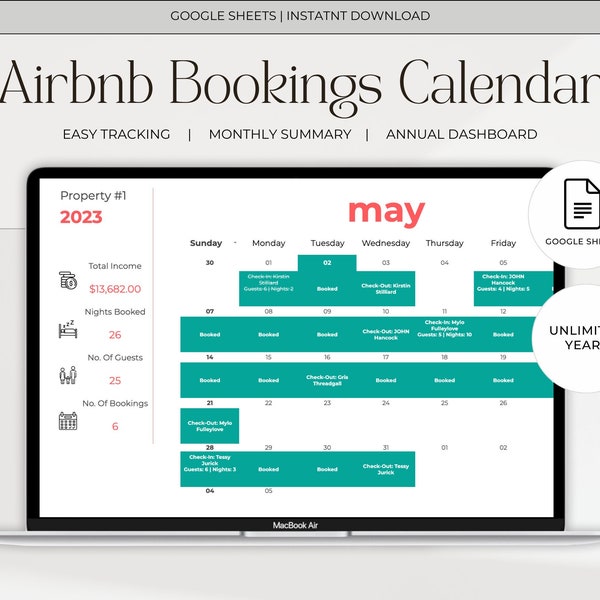 Airbnb Bookings Calendar Etsy Australia