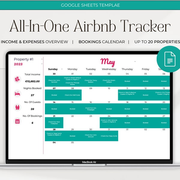 Airbnb Booking Calendar: Property Management & Reservation Template