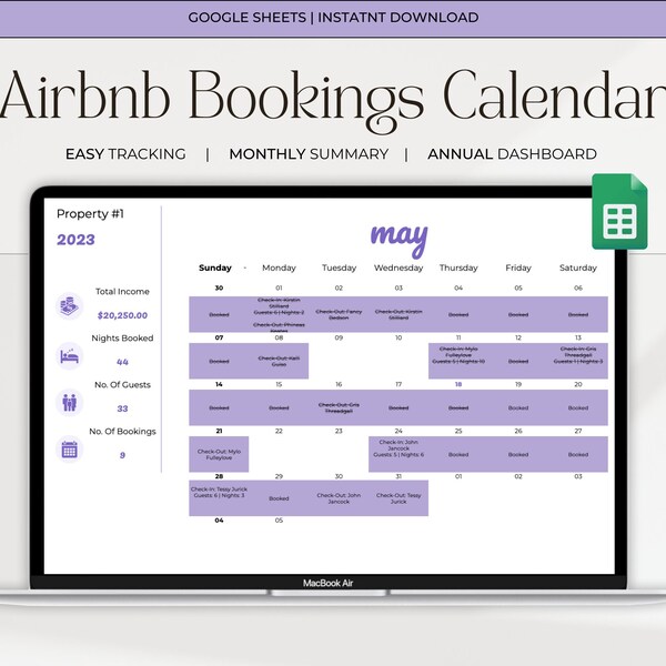 Airbnb Multicalendar Etsy
