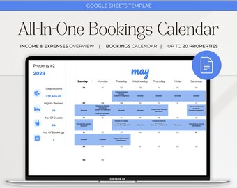 Booking Calendar for Short Term Rental Property Google Sheets Vacation