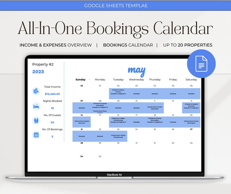 Airbnb Booking Calendar Property Google Sheets Vrbo Vacation Etsy Israel