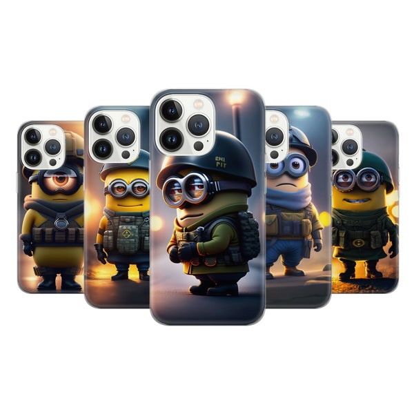 Minions Cute Phone Case Despicable Me Cover fit for iPhone 14 Pro, 13, 12, 11, XR, 8+, 7 & Samsung S23, S22, A53, A51, Huawei P20, P30 Lite