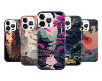 Japanese Art Phone Case Landscape Cover fit for iPhone 14 Pro, 13, 12, 11, XR, 8+, 7 & Samsung S23, S22, A53, A51, Huawei P20, P30 Lite