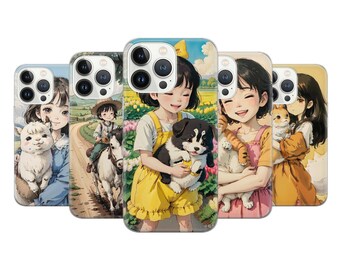 Love Anime Phone Case Animals Cartoon Cover fit for iPhone 14 Pro, 13, 12, 11, XR, 8+, 7 & Samsung S23, S22, A53, A51, Huawei P20, P30 Lite