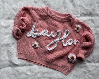 Baby Name Sweater | Custom Hand Embridoered