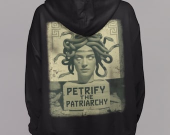 Medusa Hoodie Petrify The Patriarchy Feminist Streetwear Grungekläder Medusa Head Hoodie Framtiden är kvinna Den kvinnliga blicken Goth Gåva