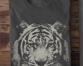 Vintage Tiger Graphic Tee Y2K Tigerskjorta Retro Grafisk Tee Grunge Estetisk Monokrom T-shirt Djurtryck Topp Y2K Streetwear Easy Tiger