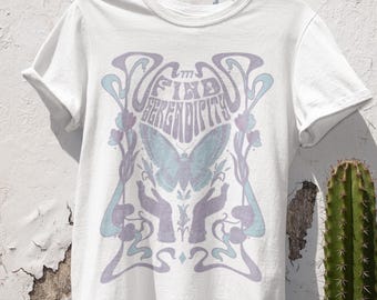 Vintage Butterfly Shirt Witchy Aesthetic Pastel Goth Clothing Boho Shirt Celestial T Shirt Alt Clothing Cottagecore Shirt Mall Goth Grunge