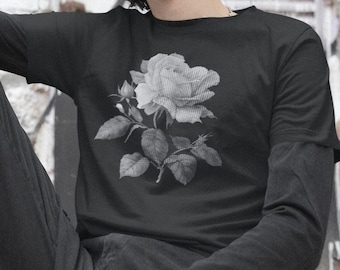 Vintage ros-t-shirt unisex halvtonsskjorta Y2K-kläder vintage blommig t-shirt köpcentrum goth-skjorta cyber goth indiekläder grunge-estetik