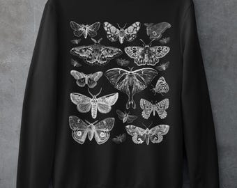 Vintage Luna Moth Sweatshirt: Dark Academia Cottagecore Clothing Fairycore Grunge Sweatshirt Witchy Gifts Moth Lover Gift Botanical Art
