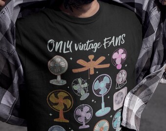 Endast vintagefans t-shirt clowncore kläder retro elektrisk fläkt illustration rolig vintage grafisk t-shirt weirdcore grunge t-shirt retro humor