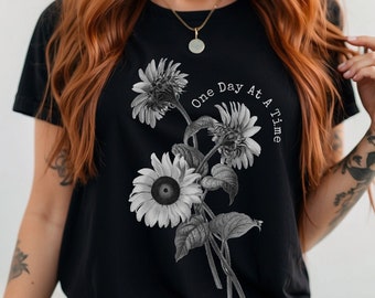Boho Sunflower Addiction Recovery T-Shirt: Inspirational Vintage Tee We Do Recover Shirt