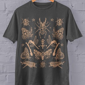 Witchy Grunge Insect T-Shirt Goblincore Good Luck Sigil Tee Wiccan Moth Beetle Shirt Dark Nature Bug Clothing Cottagecore Shirt Alt Clothing