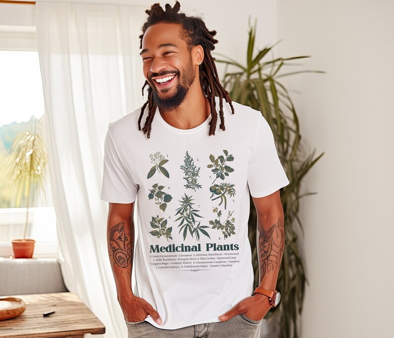 Vintage Botanical Illustration Shirt Plant Lovers Gift Botanical Tshirt Summer Shirt Boho Flower Shirt Vintage Aesthetic Tshirt Cottagecore image 4