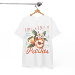 Vintage Peaches T Shirt Cottagecore Shirt Fruit Shirt Vegan Tshirt Nature Tshirt Vintage Sign Tee Shirt Floral T Shirt Boho Summer Tee image 6