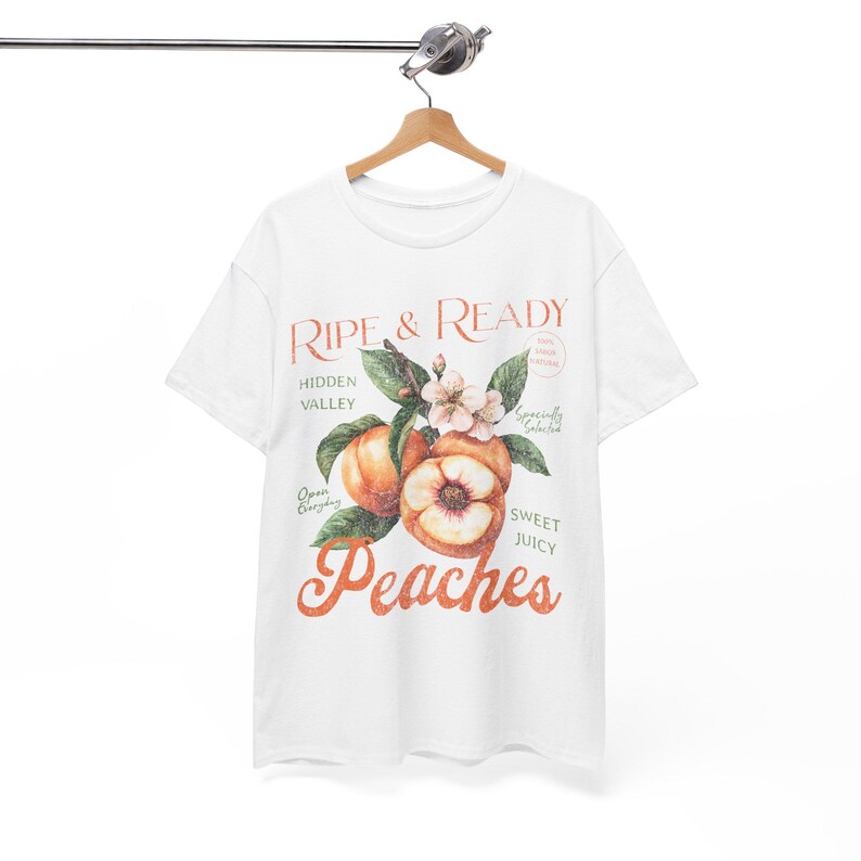 Vintage Peaches T Shirt Cottagecore Shirt Fruit Shirt Vegan Tshirt Nature Tshirt Vintage Sign Tee Shirt Floral T Shirt Boho Summer Tee image 6