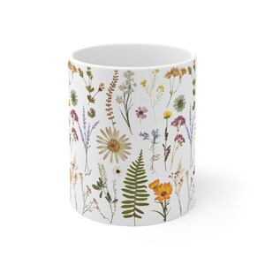 Botanical Illustration Flower Mug Cottagecore Mug Ceramic Mug Hot Chocolate Mug Vintage Floral Mug Wildflower Coffee Mug Nature Lover Gift image 2