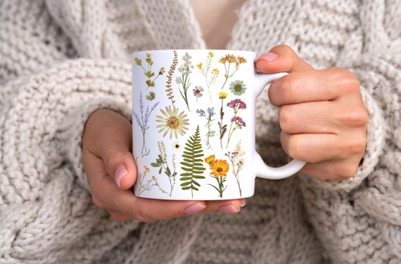 Botanical Illustration Flower Mug Cottagecore Mug Ceramic Mug Hot Chocolate Mug Vintage Floral Mug Wildflower Coffee Mug Nature Lover Gift