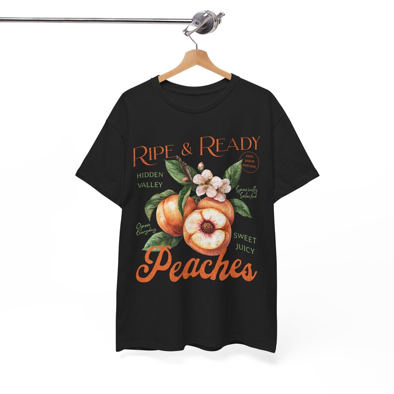 Vintage Peaches T Shirt Cottagecore Shirt Fruit Shirt Vegan Tshirt Nature Tshirt Vintage Sign Tee Shirt Floral T Shirt Boho Summer Tee image 4