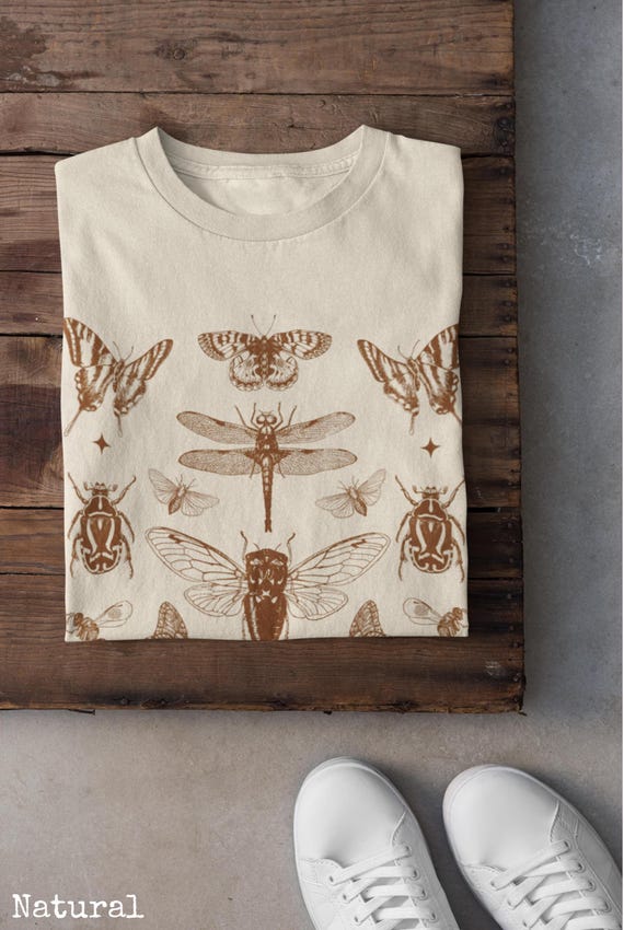 Insect Tshirt Bugs and Beetles Shirt Vintage Aesthetic Dark Academia Butterfly T Shirt Cottagecore Shirt Grunge Clothing Witchy Fairycore