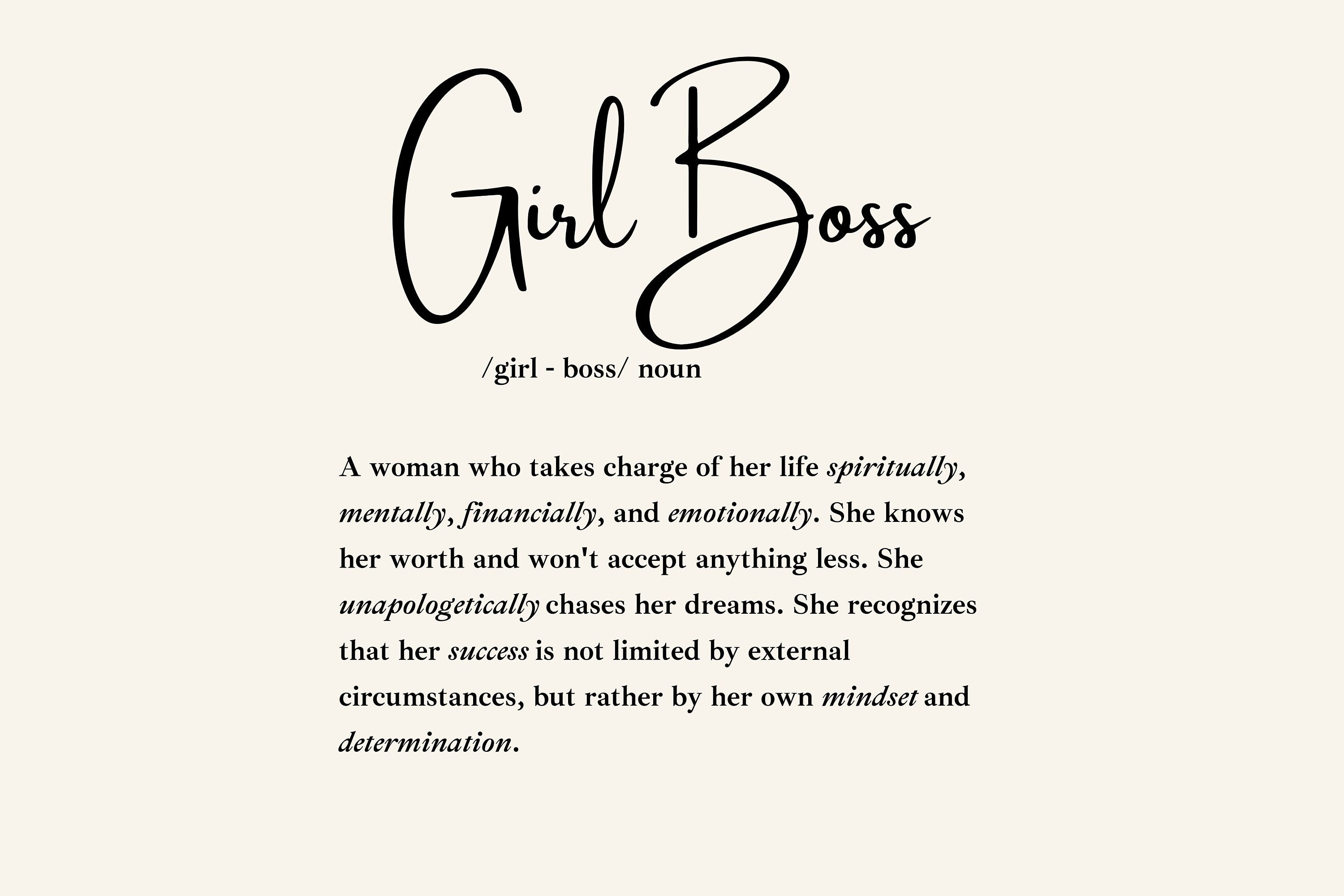 Girl Boss Definition Print Digital Download Canva Template Personalized ...