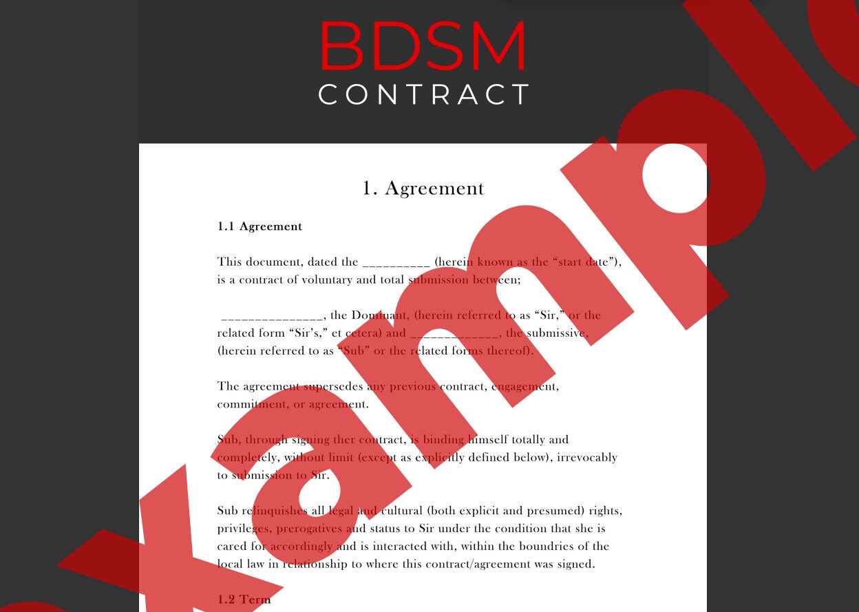 BDSM Contract Modern PDF printable &amp; Digital Signing Submissive ...