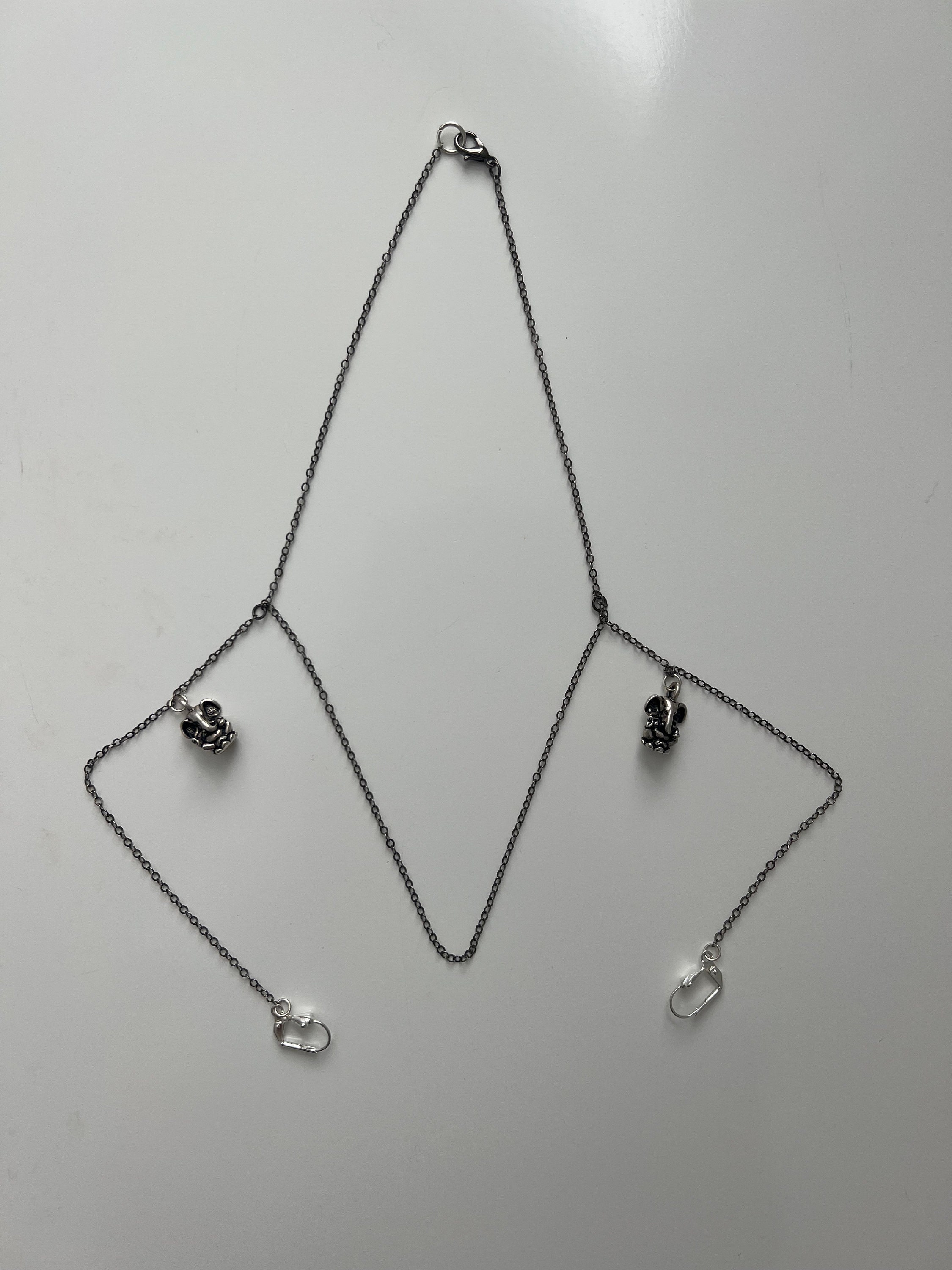 Gunmetal Chain With Ganesh Charms Loop Earplug Chain for Etsy