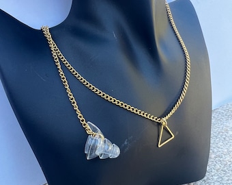 Eargasm Waterproof Gold Chain with Triangle Earplug Necklace – Fun Ear Protection for Festivals & Live Music, Burning Man Accessory