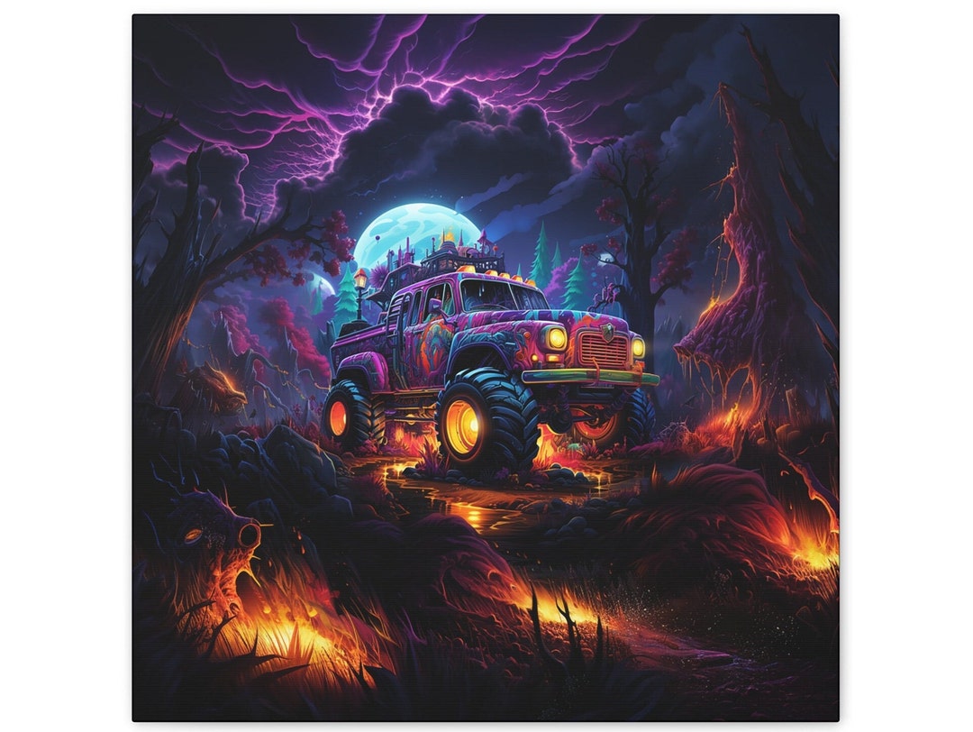 Monster Truck Wall Art Abstract Painting Print Monster Truck Etsy