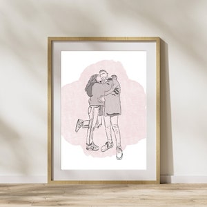 Custom Line Drawing, Personalized art , portrait for birthday, gift for boyfriend, Unique Handmade Gift, Gift For here, Gift for Him,Special