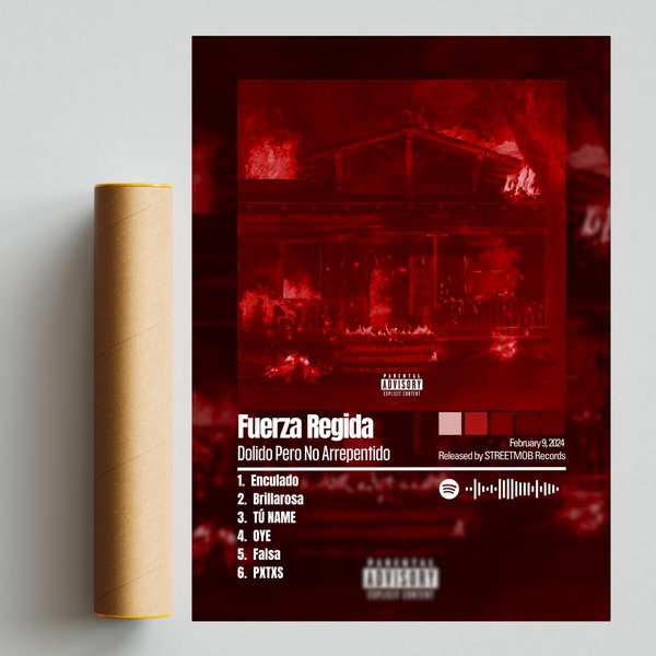 Fuerza Regida Poster | Dolido Pero No Arrepentido Poster | Album Cover Poster / Poster Print Wall Art, Custom Poster