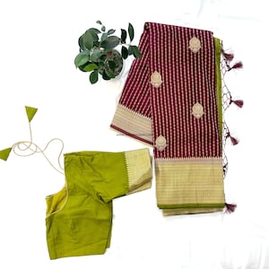 Warm Silk Saree with Stitched Blouse and Pico(Fall)