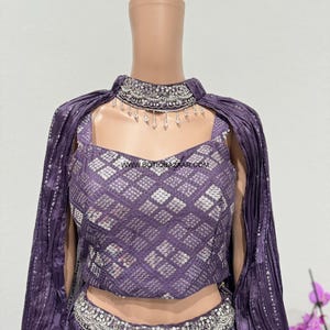 Party Wear Embroidered Indo Western Lehenga Set (L)