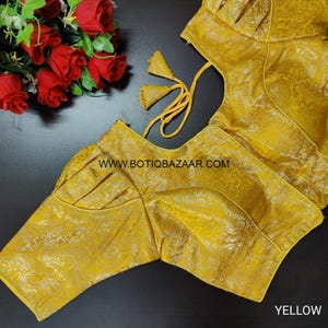 Yellow Color Banaras Stitched sBlouse with Silver Zari