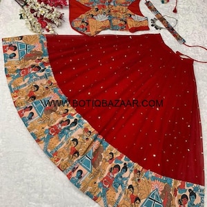 Kalamkari Rote Farbe Crop Top (M)