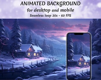 4K geanimeerde achtergrond voor streamers, Twitch Overlay, Vtuber achtergrond, geanimeerd behang, Stream Overlay, Kerstmis, winter, bos